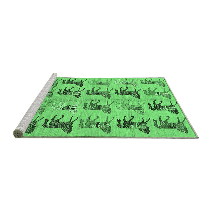 Sideview of Machine Washable Abstract Emerald Green Modern Area Rugs, wshabs672emgrn