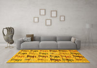 Machine Washable Abstract Yellow Modern Rug, wshabs672yw