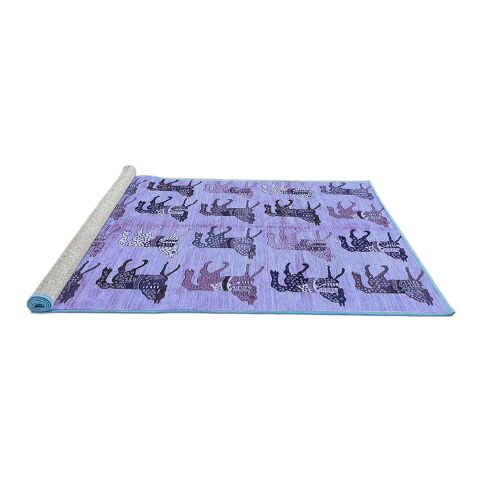 Sideview of Machine Washable Abstract Blue Modern Rug, wshabs672blu