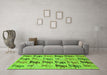 Machine Washable Abstract Green Modern Area Rugs in a Living Room,, wshabs672grn