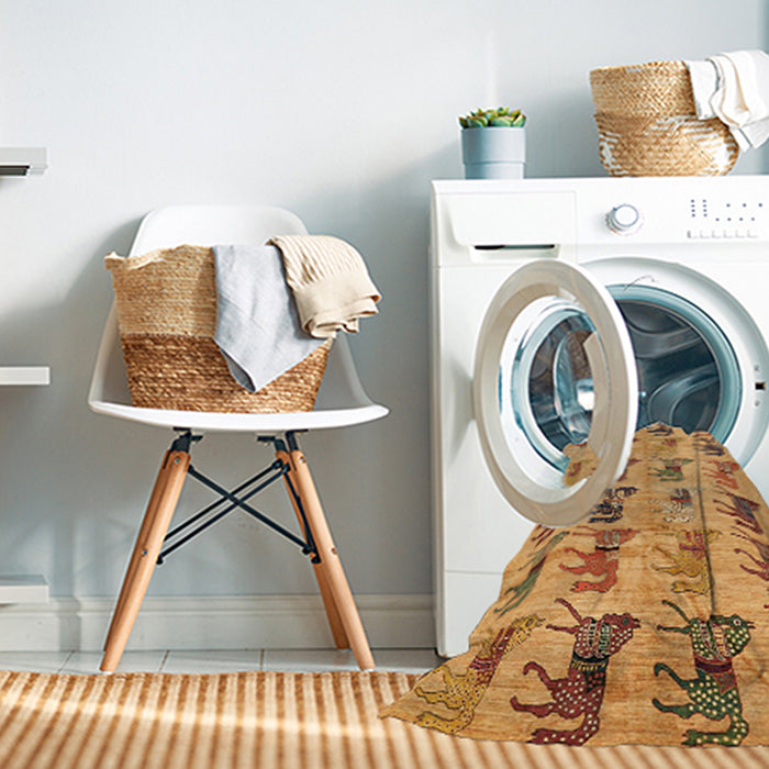 Machine Washable Abstract Sedona Brown Rug in a Washing Machine, wshabs672