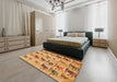 Abstract Sedona Brown Modern Rug in a Bedroom, abs672