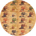 Round Abstract Sedona Brown Modern Rug, abs672