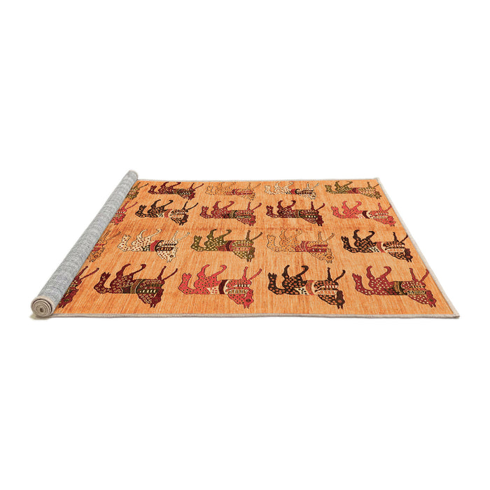 Sideview of Machine Washable Abstract Orange Modern Area Rugs, wshabs672org