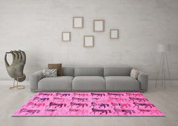 Machine Washable Abstract Pink Modern Rug in a Living Room, wshabs672pnk