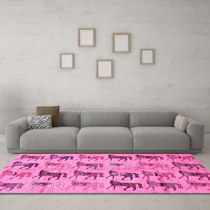 Machine Washable Abstract Pink Modern Rug in a Living Room, wshabs672pnk