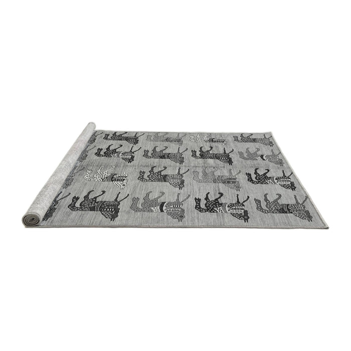 Sideview of Machine Washable Abstract Gray Modern Rug, wshabs672gry