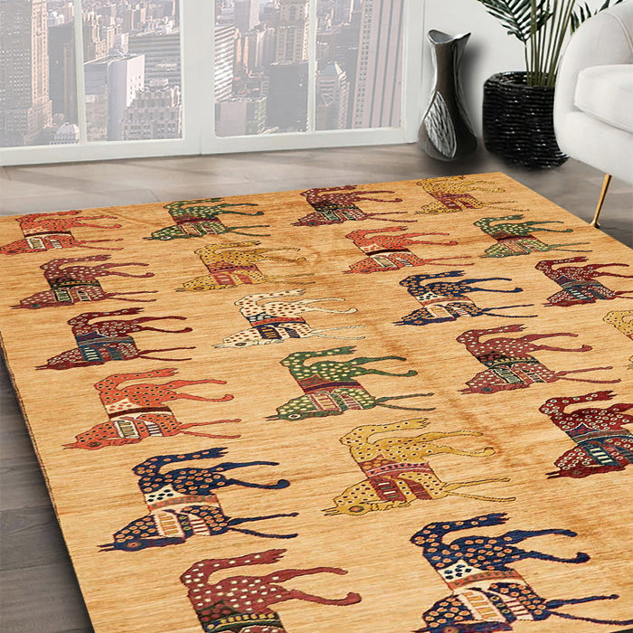 Machine Washable Abstract Sedona Brown Rug in a Family Room, wshabs672