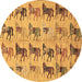 Round Abstract Brown Modern Rug, abs672brn