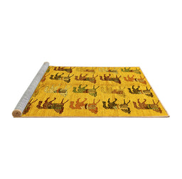 Sideview of Machine Washable Abstract Yellow Modern Rug, wshabs672yw
