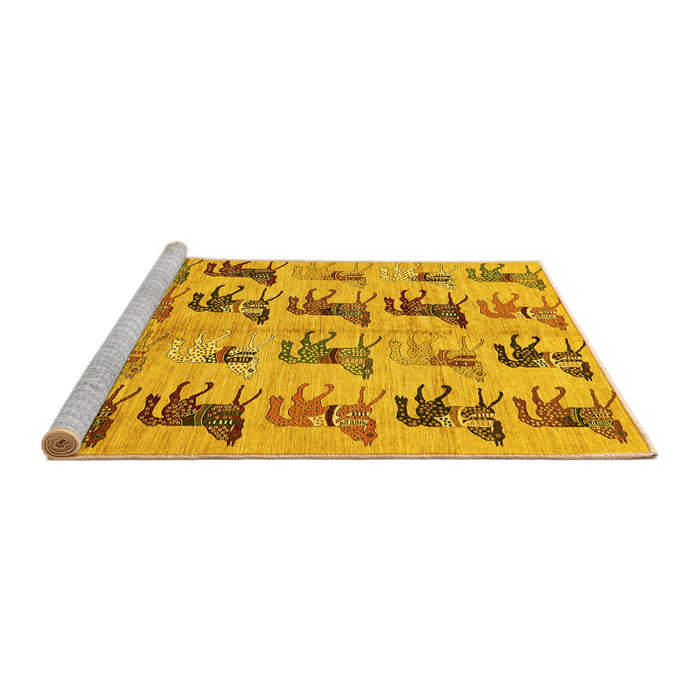 Sideview of Machine Washable Abstract Yellow Modern Rug, wshabs672yw