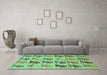 Machine Washable Abstract Turquoise Modern Area Rugs in a Living Room,, wshabs672turq