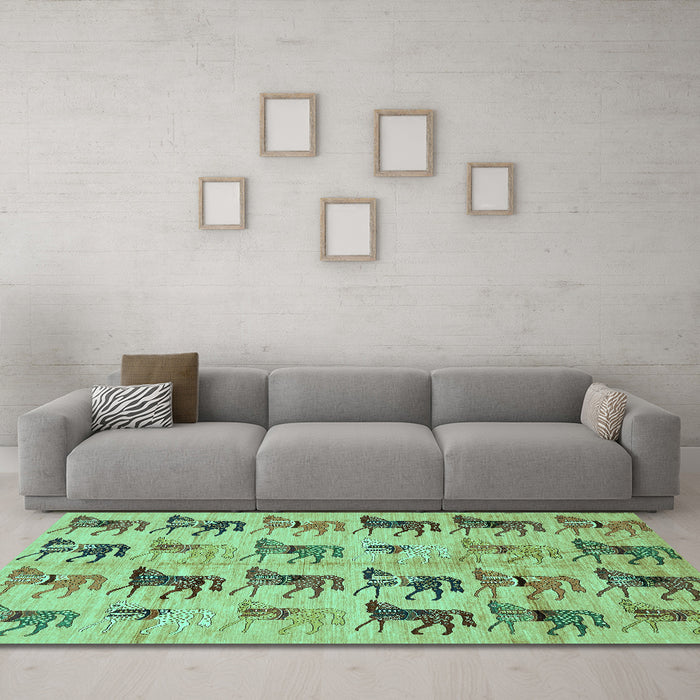 Machine Washable Abstract Turquoise Modern Area Rugs in a Living Room,, wshabs672turq