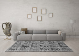 Machine Washable Animal Gray Traditional Rug in a Living Room,, wshabs673gry
