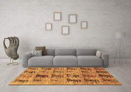 Machine Washable Animal Brown Traditional Rug in a Living Room,, wshabs673brn