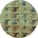 Round Animal Light Blue Traditional Rug, abs673lblu