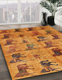 Machine Washable Abstract Dark Orange Rug in a Family Room, wshabs673