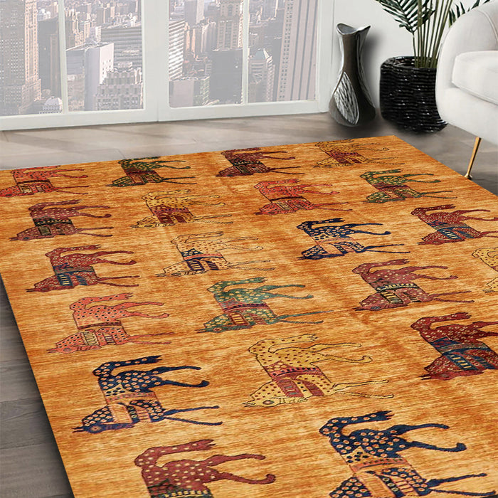 Machine Washable Abstract Dark Orange Rug in a Family Room, wshabs673