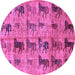 Round Machine Washable Animal Purple Traditional Area Rugs, wshabs673pur