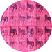 Round Machine Washable Animal Pink Traditional Rug, wshabs673pnk