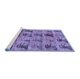 Sideview of Machine Washable Animal Blue Traditional Rug, wshabs673blu