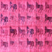 Square Machine Washable Animal Pink Traditional Rug, wshabs673pnk