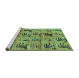Sideview of Machine Washable Animal Turquoise Traditional Area Rugs, wshabs673turq