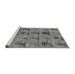 Sideview of Machine Washable Animal Gray Traditional Rug, wshabs673gry
