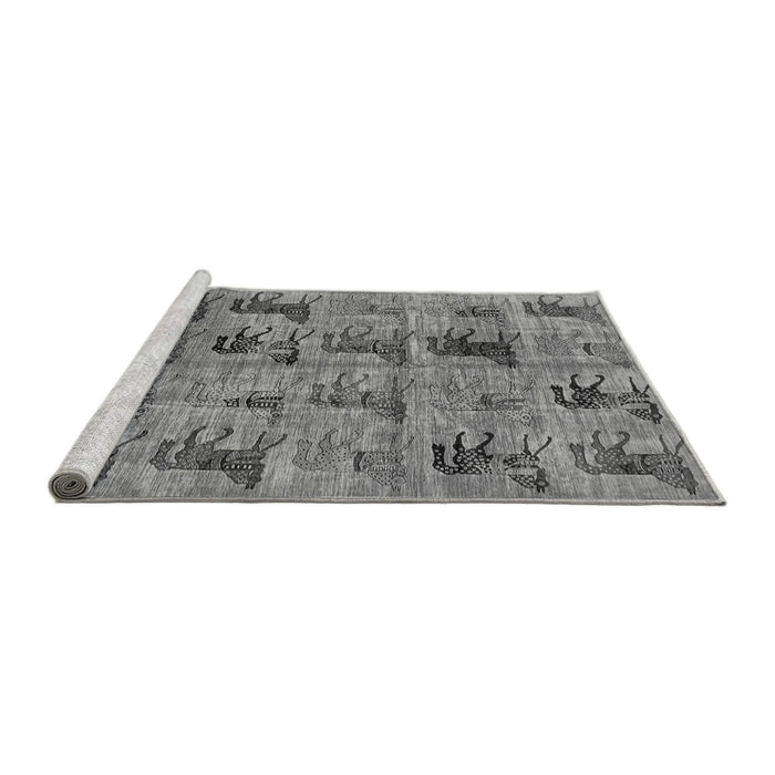 Sideview of Machine Washable Animal Gray Traditional Rug, wshabs673gry