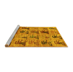 Sideview of Machine Washable Animal Yellow Traditional Rug, wshabs673yw