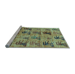 Sideview of Machine Washable Animal Light Blue Traditional Rug, wshabs673lblu