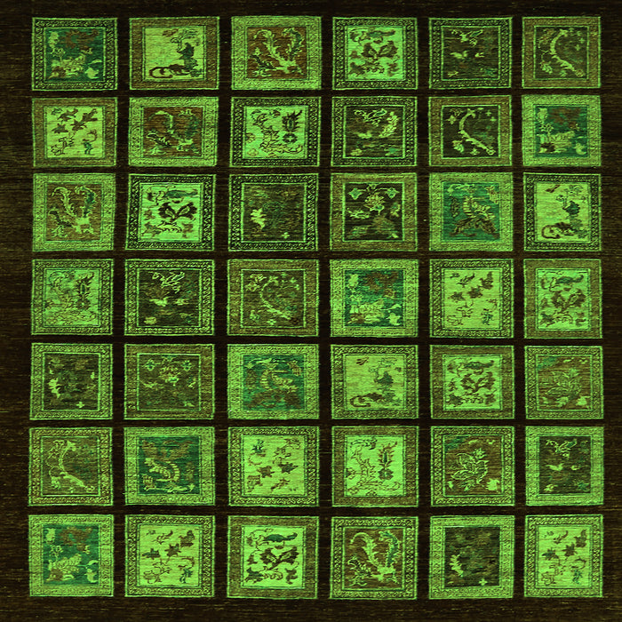 Square Abstract Green Modern Rug, abs674grn