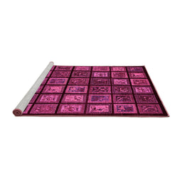 Sideview of Machine Washable Abstract Pink Modern Rug, wshabs674pnk