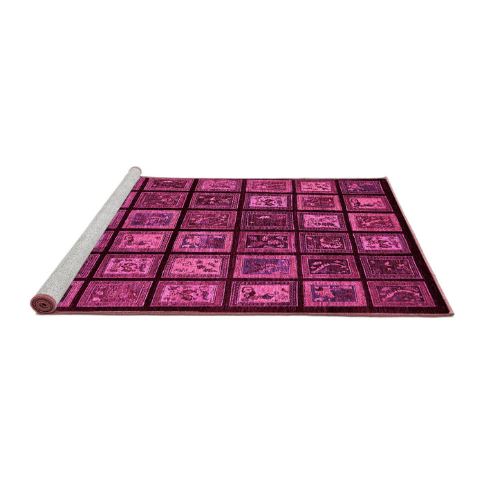 Sideview of Machine Washable Abstract Pink Modern Rug, wshabs674pnk