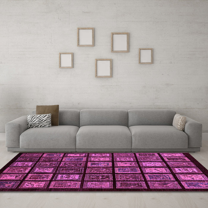 Machine Washable Abstract Purple Modern Area Rugs in a Living Room, wshabs674pur
