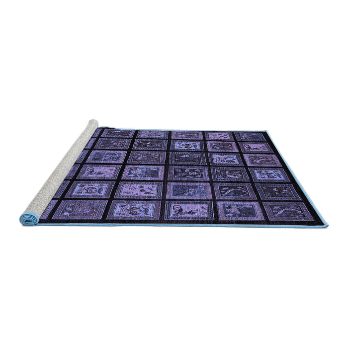 Sideview of Machine Washable Abstract Blue Modern Rug, wshabs674blu