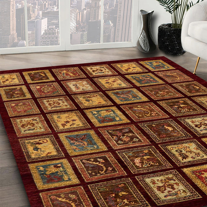 Abstract Sedona Brown Modern Rug in Family Room, abs674