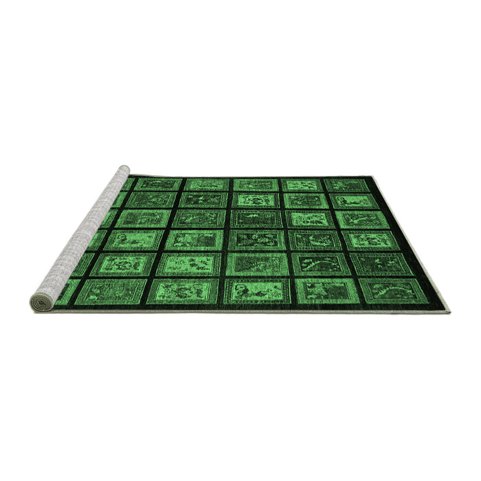 Sideview of Machine Washable Abstract Emerald Green Modern Area Rugs, wshabs674emgrn