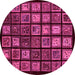 Round Machine Washable Abstract Pink Modern Rug, wshabs674pnk