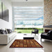 Square Abstract Sedona Brown Modern Rug in a Living Room, abs674