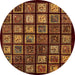 Round Abstract Sedona Brown Modern Rug, abs674