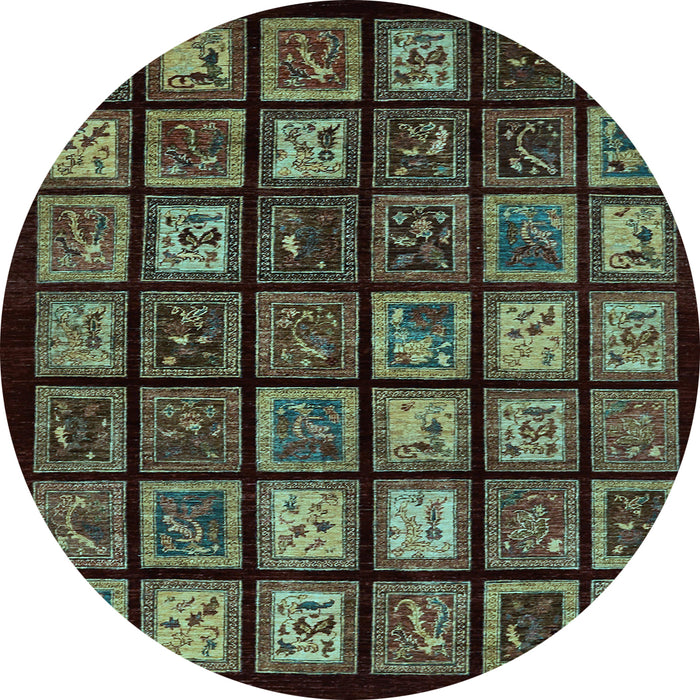 Round Machine Washable Abstract Light Blue Modern Rug, wshabs674lblu