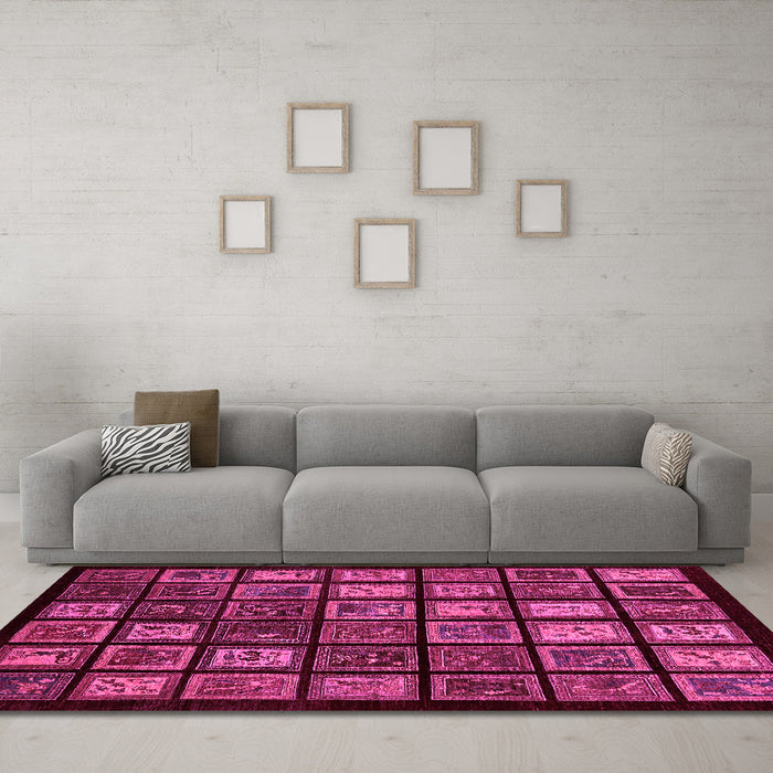 Machine Washable Abstract Pink Modern Rug in a Living Room, wshabs674pnk