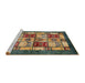 Sideview of Machine Washable Abstract Brass Green Rug, wshabs675