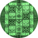 Round Abstract Emerald Green Modern Rug, abs675emgrn