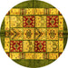 Round Abstract Yellow Modern Rug, abs675yw