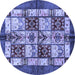 Round Abstract Blue Modern Rug, abs675blu