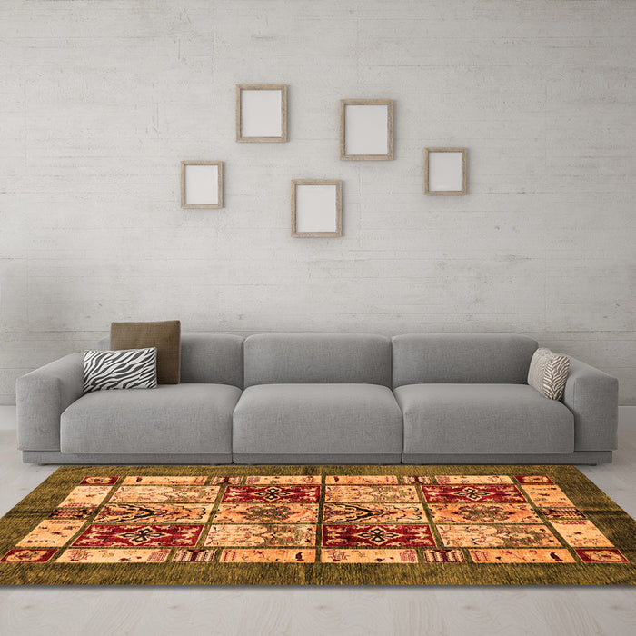 Machine Washable Abstract Orange Modern Area Rugs in a Living Room, wshabs675org