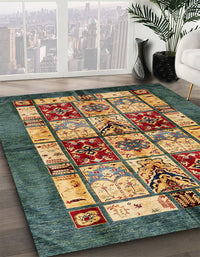 Abstract Copper Green Modern Rug, abs675