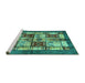 Sideview of Machine Washable Abstract Turquoise Modern Area Rugs, wshabs675turq